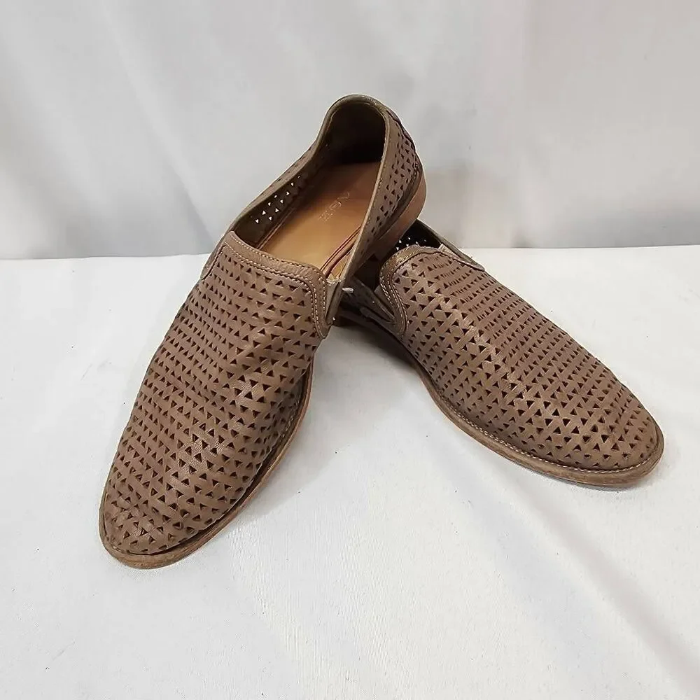 Trask Ali Perforated Loafer Gold Metallic Suede Women's 10 Comfort